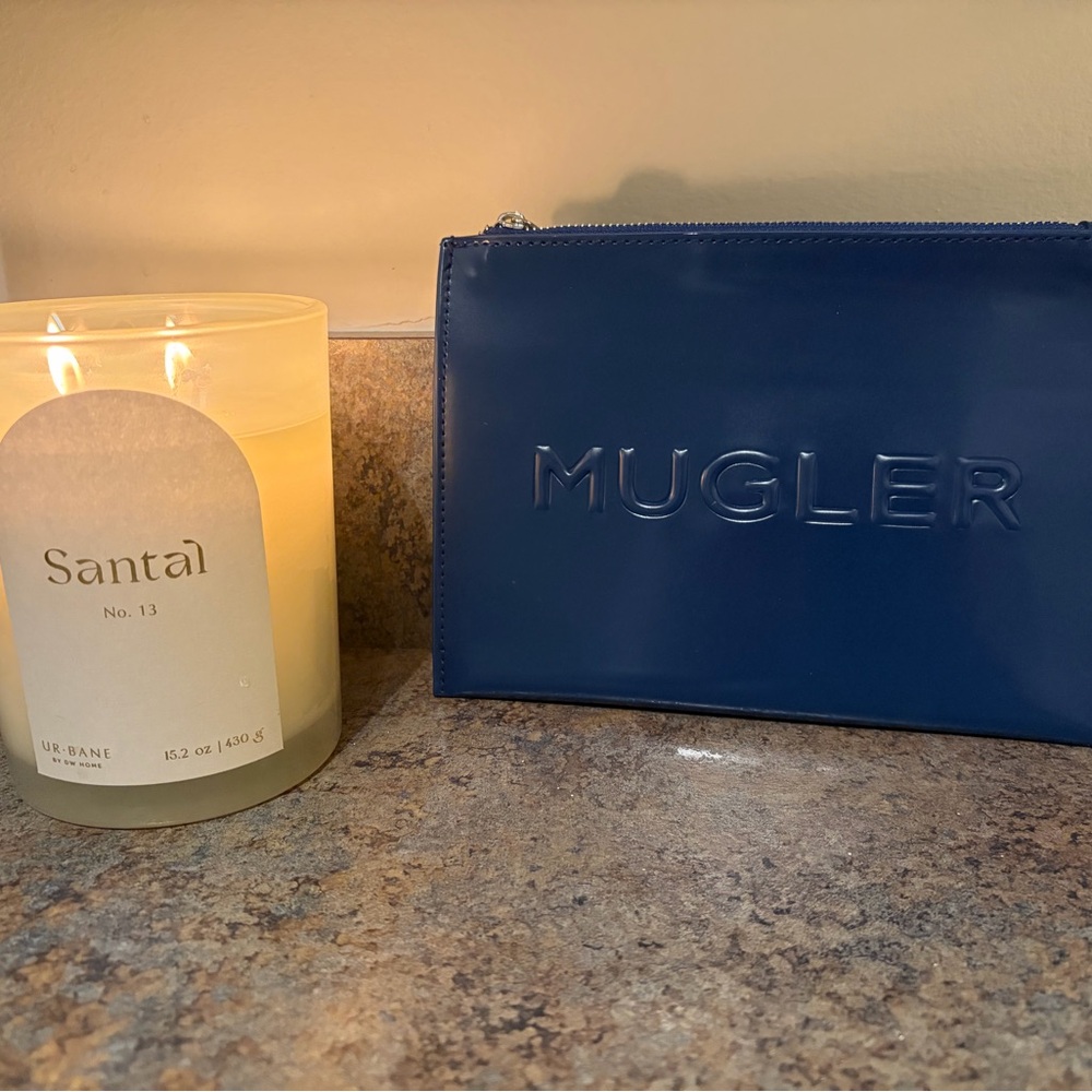 Mugler blue faux leather pouch